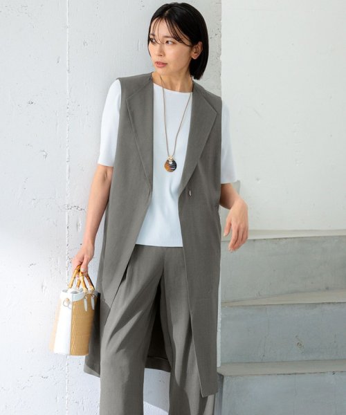 NIJYUSANKU（SMALL SIZE）(23区（小さいサイズ）)/【CLASSY.6月号掲載/洗える】リネンレーヨンストレッチ ジレ/[WEB限定]カーキ