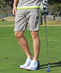TopIsm(トップイズム)/ゴルフパンツ メンズ ゴルフウェア GIORNO SEVEN ジョルノセブン ハーフパンツ ショートパンツ 短パン ショーツ サマーパイルロゴ型押し 春夏/グレー