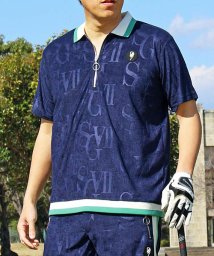 TopIsm/ゴルフウェア ポロシャツ メンズ GIORNO SEVEN ジョルノセブン ハーフジップ サマーパイルロゴ型押し 半袖 春夏 トップス 衿ライン/506021405