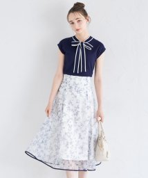 tocco closet(トッコクローゼット)/トワルドジュイプリントオーガンジーフレアスカート/NAVY