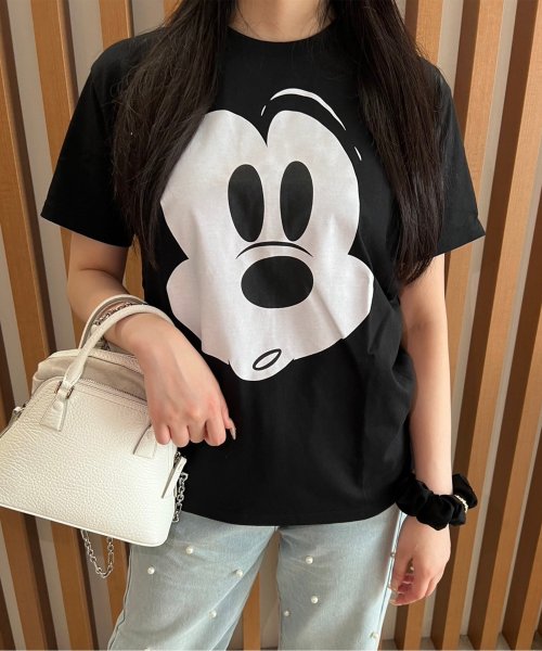 DISNEY(DISNEY)/【DISNEY/ディズニー&PIXAR/ピクサー】天竺BIG FACEプリント半袖Tシャツ（ミッキー・プーさん・101わんちゃん・トイストーリー）/ブラック