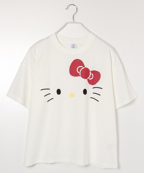 Sanrio characters(サンリオキャラクターズ)/【Sanrio/サンリオ】天竺プリント半袖WIDE Ｔシャツ（マイメロ・キティ・クロミ・シナモン・ポムポムプリン・ハンギョドン・ポチャッコ・こぎみゅん）/ホワイト系