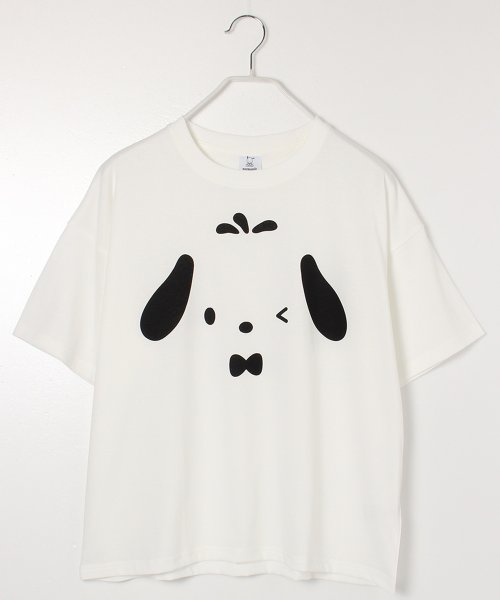 Sanrio characters(サンリオキャラクターズ)/【Sanrio/サンリオ】天竺プリント半袖WIDE Ｔシャツ（マイメロ・キティ・クロミ・シナモン・ポムポムプリン・ハンギョドン・ポチャッコ・こぎみゅん）/ホワイト系1