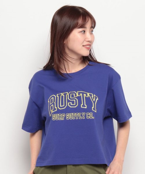 RUSTY(ラスティ（レディース）)/【RUSTY】LADYSハンソデ Tシャツ/ブルー