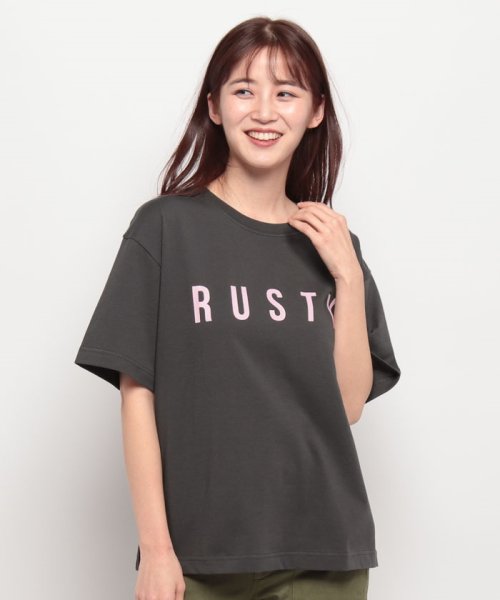 RUSTY(ラスティ（レディース）)/【RUSTY】LADYSハンソデ Tシャツ/チャコールグレー