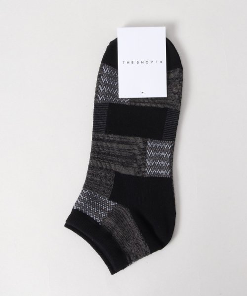 THE SHOP TK(ザ　ショップ　ティーケー)/パッチワーク柄ショートSOX/ブラック（519）