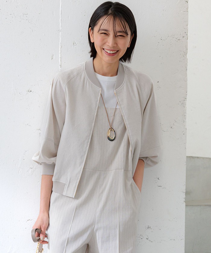 ✨美品・完売品✨ 23区 2024年 リネンレーヨンストレッチ ブルゾン 洗える 23区（ニジュウサンク） ブルゾン アウター 「洗える」リネンレーヨン