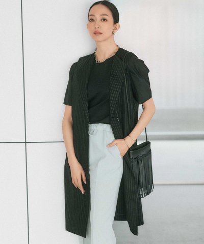 【CLASSY.6月号掲載/洗える】リネンレーヨンストレッチ ジレ