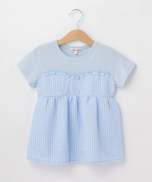 SHOO・LA・RUE(Kids) (シューラルーキッズ)/【110－140cm】異素材ドッキングTシャツ/サックスブルー（090）