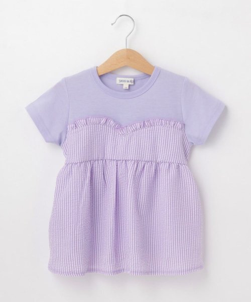 SHOO・LA・RUE(Kids) (シューラルーキッズ)/【110－140cm】異素材ドッキングTシャツ/ラベンダー（080）