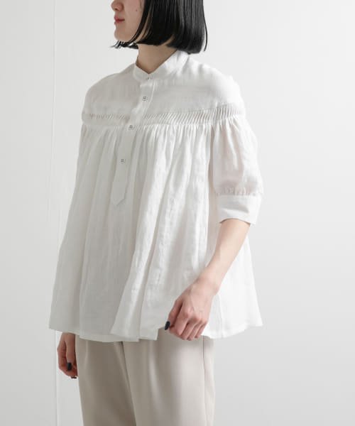 URBAN RESEARCH DOORS(アーバンリサーチドアーズ)/Scye　LinenTuckedPuff SleeveBlouse/005