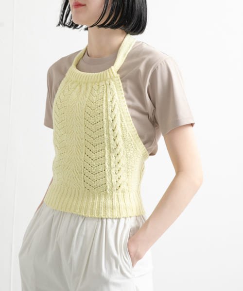 URBAN RESEARCH DOORS(アーバンリサーチドアーズ)/unfil　openworkcableknit top/YELLOW