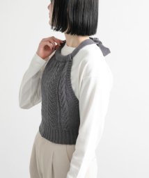 URBAN RESEARCH DOORS(アーバンリサーチドアーズ)/unfil　openworkcableknit top/NAVY