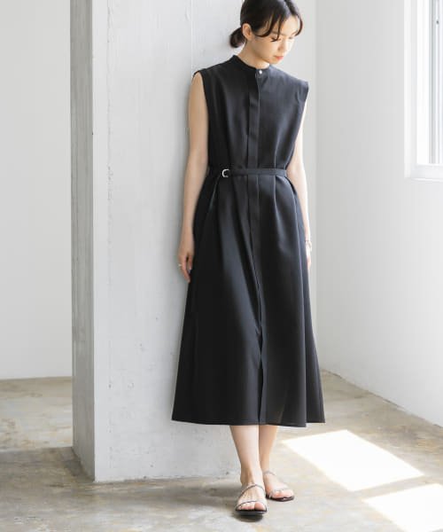 URBAN RESEARCH(アーバンリサーチ)/『UR TECH DRYLUXE』 タックノースリーブワンピース/BLACK