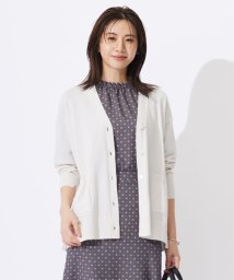 J.PRESS LADIES（LARGE SIZE）(J．プレス　レディス（大きいサイズ）)/【洗える】 Co/Peライト Vネック カーディガン/アイボリー系