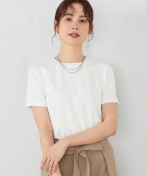 COMME CA ISM (コムサイズム（レディス）)/リブ半袖Tシャツ/ホワイト