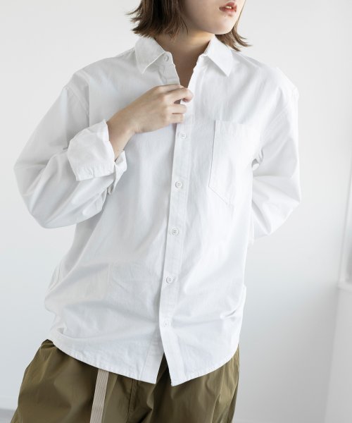 aimoha(aimoha（アイモハ）)/aimoha men SLIM FIT SHIRT デニムシャツ/ホワイト