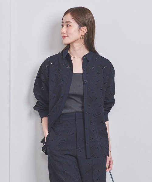 UNITED ARROWS(ユナイテッドアローズ)/スカラップレース シャツ/NAVY