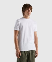 BENETTON (mens)(ベネトン（メンズ）)/ストレッチクルーネック半袖Tシャツ・カットソー/ホワイト