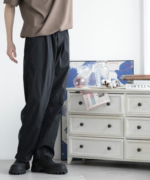 aimoha(aimoha（アイモハ）)/aimoha men PARACHUTE PANTS　ベルト付きパラシュート パンツ/ブラック