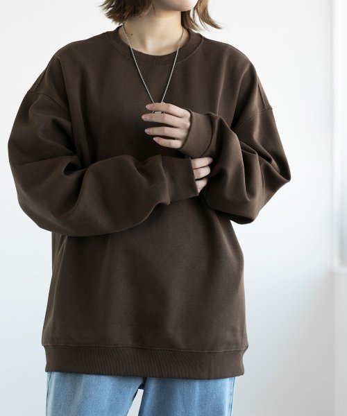 aimoha(aimoha（アイモハ）)/aimoha men HEAVY COTTON BASIC SWEAT ベーシックスウェット/ブラウン