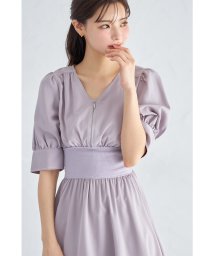 tocco closet(トッコクローゼット)/ウエストリブ切り替えフロントジップワンピース/LAVENDER