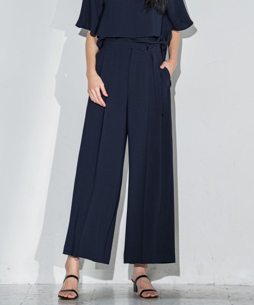 メランジツイルワイドパンツ≪洗濯機で洗える/セットアップ対応≫ 