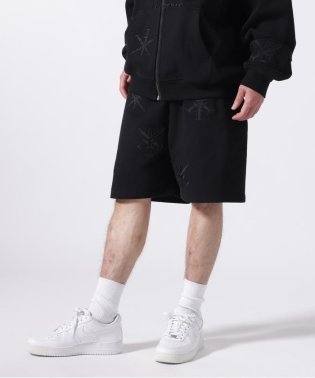 LHP/UNKNOWN LONDON/アンノウンロンドン/BLACK ON BLACK DAGGER EMBROIDERY SHORTS/506027672