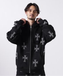 LHP/UNKNOWN LONDON/アンノウンロンドン/BLACK WHITE CROSS RS HOODIE/506027674