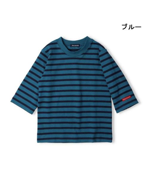 moujonjon(ムージョンジョン)/【子供服】 moujonjon (ムージョンジョン)日本製 ボーダー7分袖Tシャツ 100cm～140cm M50848/ブルー
