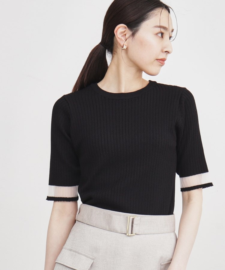 DELPOZO】オーガンジー切替 シアー クロップド トップ