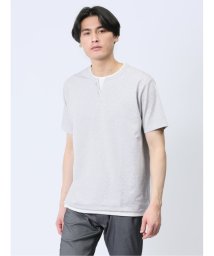 TAKA-Q(タカキュー)/さまになる フェイクレイヤード キーネック半袖Tシャツ/ホワイト