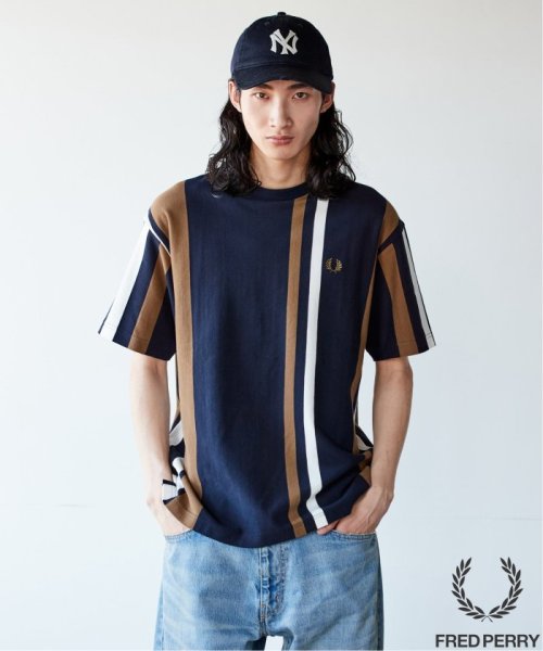 JOURNAL STANDARD(ジャーナルスタンダード)/FRED PERRY for JOURNAL STANDARD / ストライプピケ Tシャツ/ネイビー