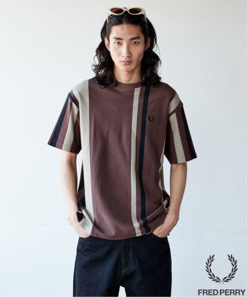 JOURNAL STANDARD(ジャーナルスタンダード)/《予約》FRED PERRY for JOURNAL STANDARD / ストライプピケ Tシャツ/ボルドー