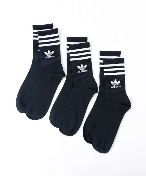 ABAHOUSE(ABAHOUSE)/【adidas】ミッドカット クルーソックス 3足組/ブラック