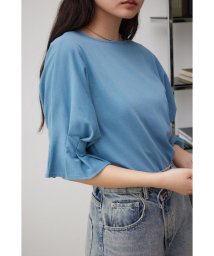 AZUL by moussy(アズールバイマウジー)/タックスリーブ半袖デザインカットトップス/D/BLU3