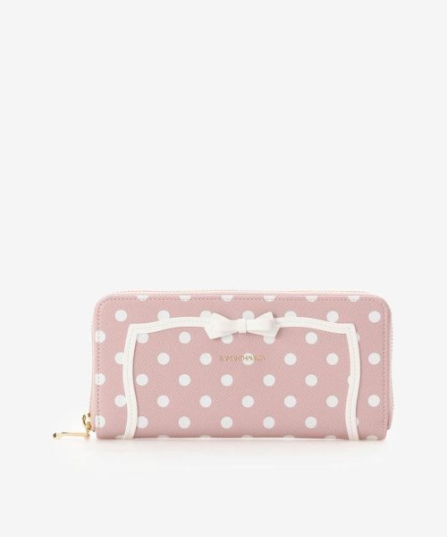 ソリッドリボンドット長財布 