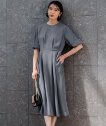 NIJYUSANKU（LARGE SIZE）(２３区（大きいサイズ）)/【洗える】エフォートレスダブルクロス バルーンスリーブ ワンピース/グレー系