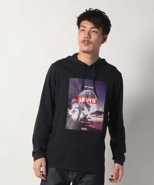 LEVI’S OUTLET(リーバイスアウトレット)/LS HOODED TEE PHOTO BT LS CAVIAR GRAPHIC/ブラック