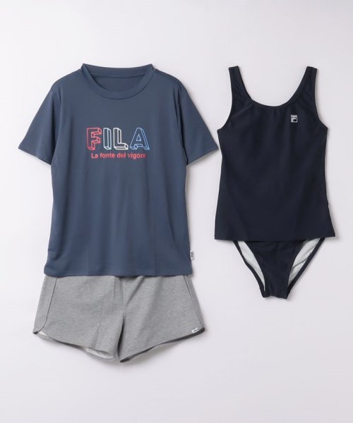 FILA(フィラ（スイムウェア）)/【フィラ】Tシャツ+タンキニ4点セット/ネイビー