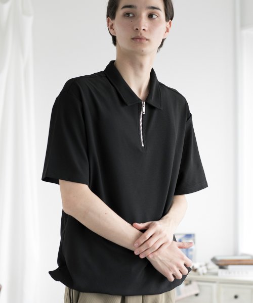 aimoha(aimoha（アイモハ）)/aimoha MENFUNCTIONAL POLO SHIRT ファンクショナルポロシャツ吸水速乾/ブラック