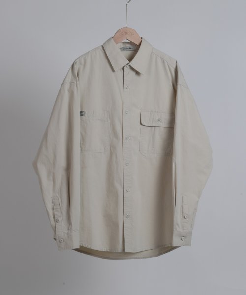 aimoha(aimoha（アイモハ）)/aimoha MENSLIM FIT MARINE SHIRT デニムシャツ/ベージュ