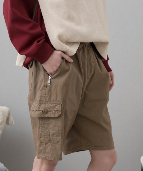 aimoha(aimoha（アイモハ）)/aimoha MENBASIC CARGO SHORTS べシックカーゴショートパンツ/ベージュ