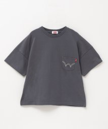 MAC HOUSE(kid's)(マックハウス（キッズ）)/EDWIN エドウィン ワイド刺繍Tシャツ 887647/チャコール