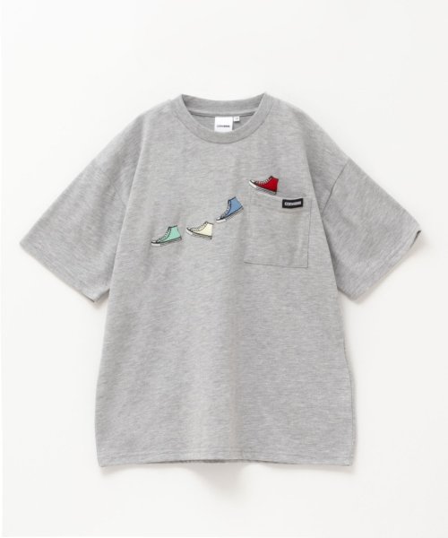 MAC HOUSE(kid's)(マックハウス（キッズ）)/CONVERSE コンバース ポケット付き刺繍Tシャツ CM2652/杢グレー