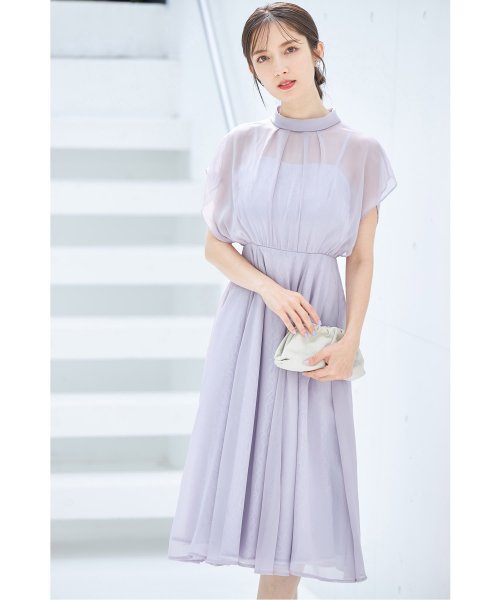 tocco closet luxe(トッコクローゼットリュクス)/スパン入りレース重ねシフォンドレス/LAVENDER