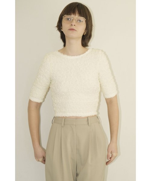 CLANE(クラネ)/SHIRRING CROPPED TOPS/IVORY