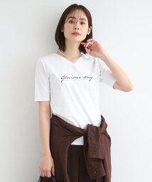 INDIVI/【洗える／コットン100％】VネックロゴTシャツ/506030776