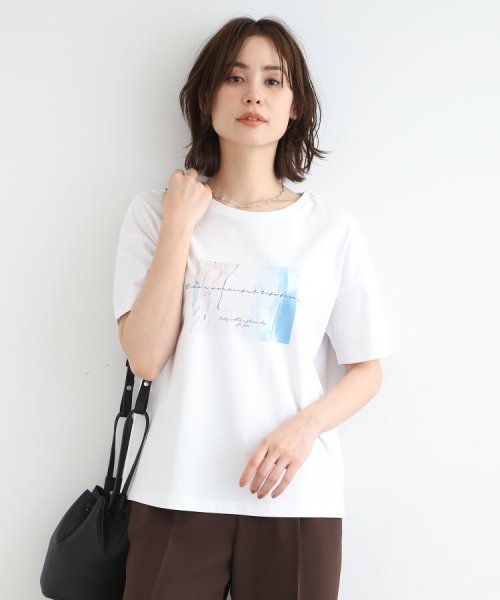 INDIVI(インディヴィ)/【洗える／コットン100％】フォトTシャツ/ホワイト（001）