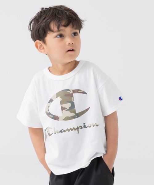 CHAMPION(チャンピオン)/〈チャンピオン〉迷彩ロゴ半袖Tシャツ/ホワイト